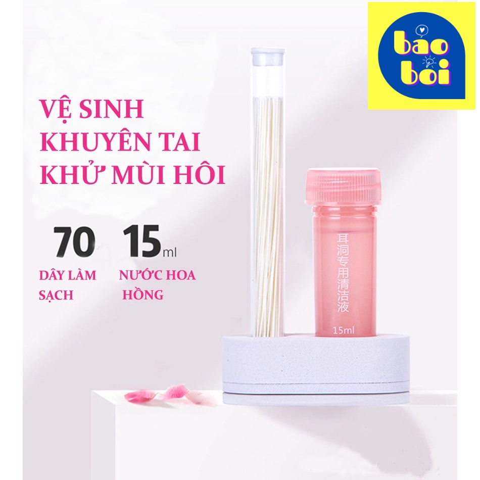Bộ 70 Dây Và Dung Dịch Vệ Sinh Lỗ Khuyên Tai, Rửa Lỗ Xỏ Tai