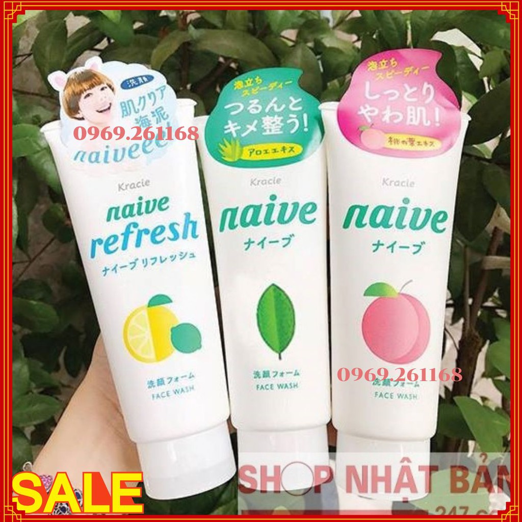 Sữa rửa mặt kèm tẩy trang refresh hương chanh Naïve 200g Nhật Bản