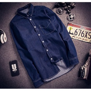 Áo sơ mi nam Denim thời trang Hàn Quốc 2024