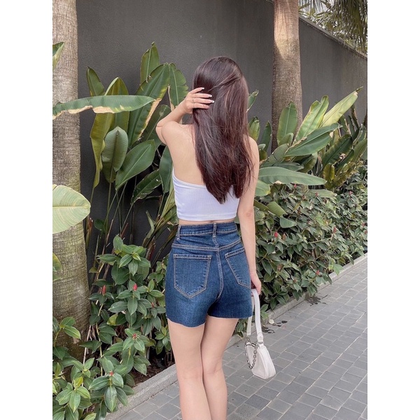Quần Short Jean Lưng Cao Lai Cắt • Storenyy