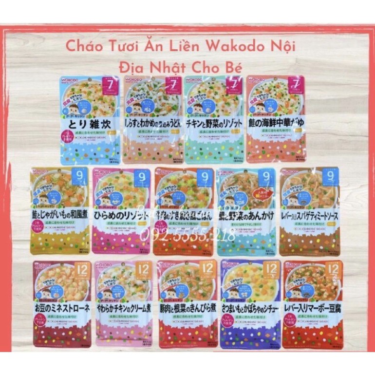 Cháo ăn liền Wakodo cho bé 7, 9, 12 tháng