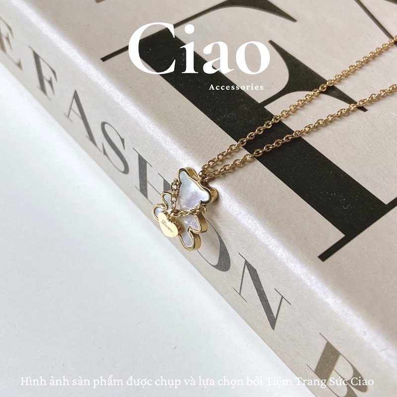 [TRENDY] Vòng cổ/ Dây chuyền titan không gỉ thiết kế hình teddy xinh xắn đơn giản Bear Love Ciao