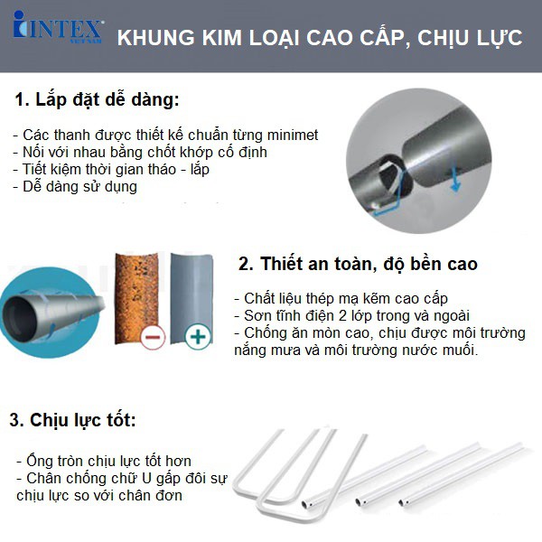 Bể bơi khung kim loại chịu lực OVAL INTEX 26796 26798