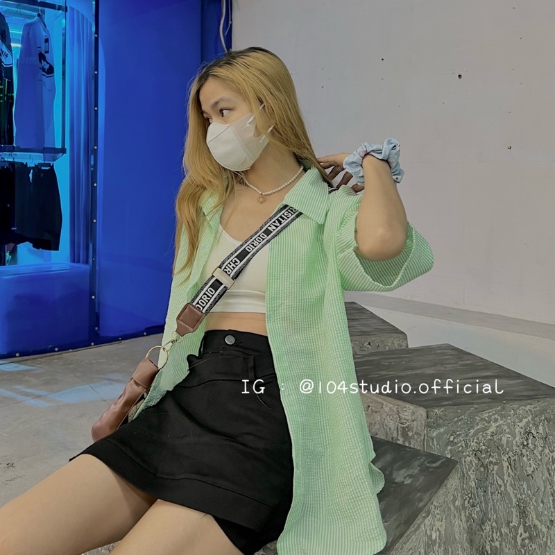 Áo sơ mi sọc chất xốp mỏng tay ngắn mã 333 | BigBuy360 - bigbuy360.vn