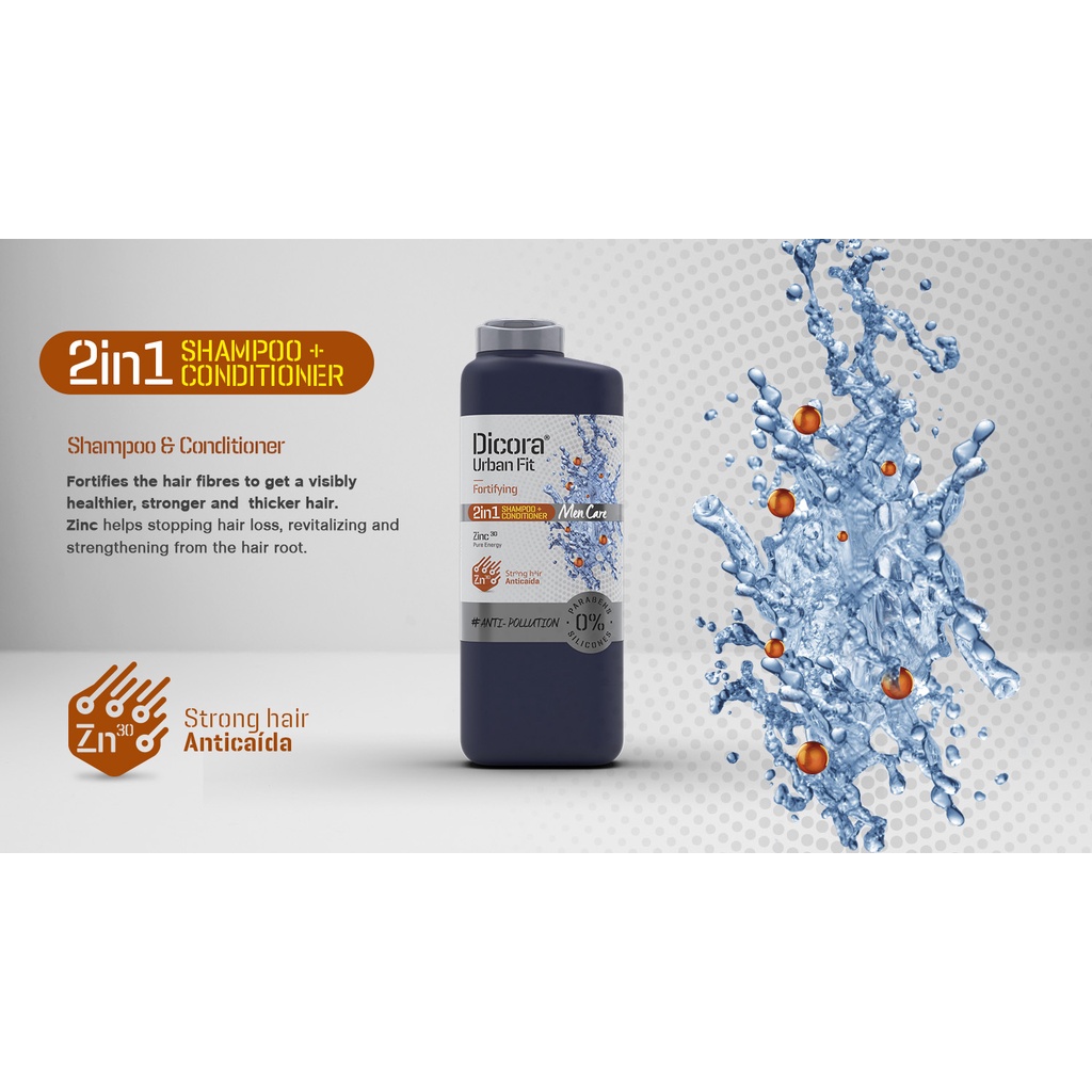Dầu gội nam chống rụng tóc Dicora Urban Fit Fortifying kết hợp xả 2 trong 1 400ml - BioTopcare Official
