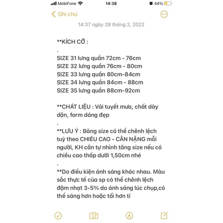 Quần tây size Đại vải tuyết mưa