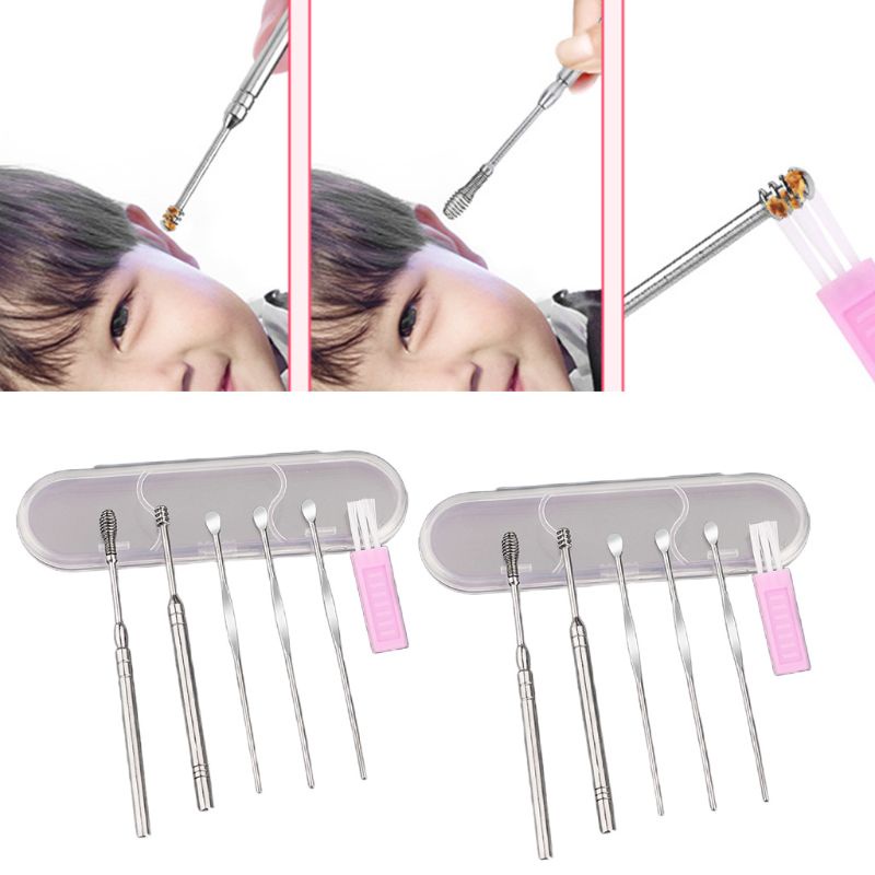 Set 6 dụng cụ lấy ráy tai bằng thép không gỉ tiện lợi