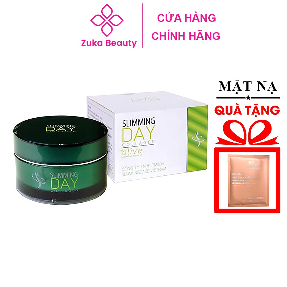 Kem tan mỡ Slimming Day Collagen hũ 200g Zuka Beauty đánh tan mỡ thừa giảm mỡ bụng thon gọn eo rạn bụng