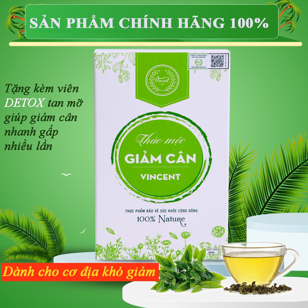 Giảm cân Vincent, giảm ký hiệu quả cho cơ địa khó lờn thuốc, giam can giam ky tặng kèm viên detox tan mỡ ban đêm