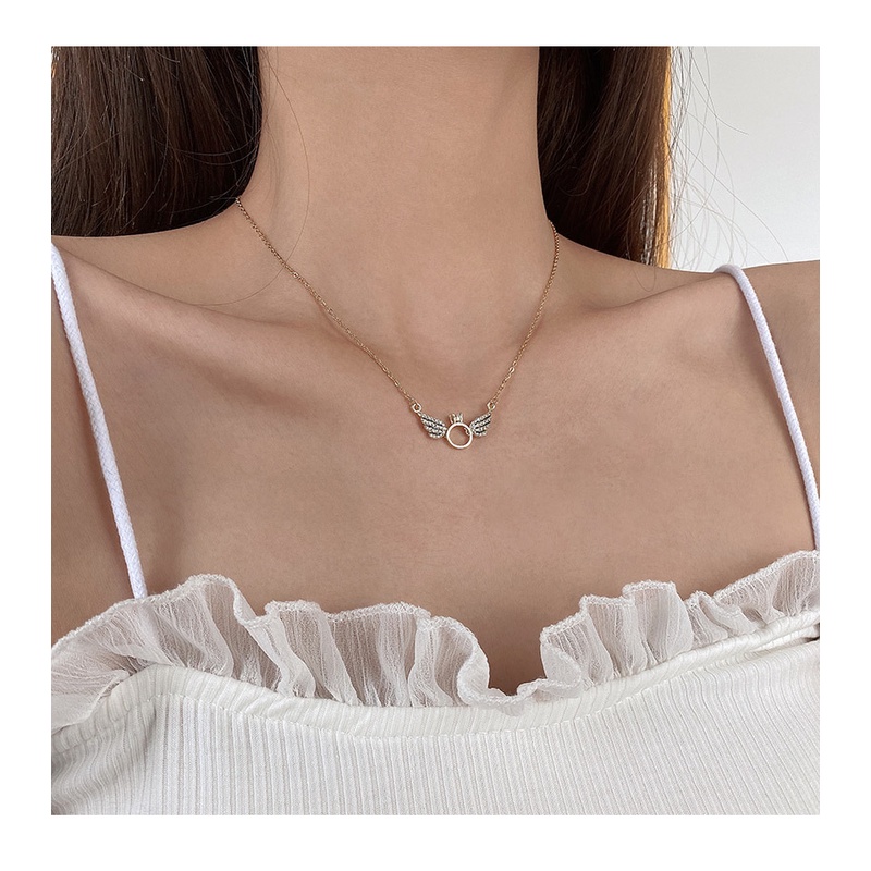 Vòng cổ Mặt Tròn Bằng Thép Titan Đính Đá Zircon-JHS2-P Thời Trang Cho Nữ