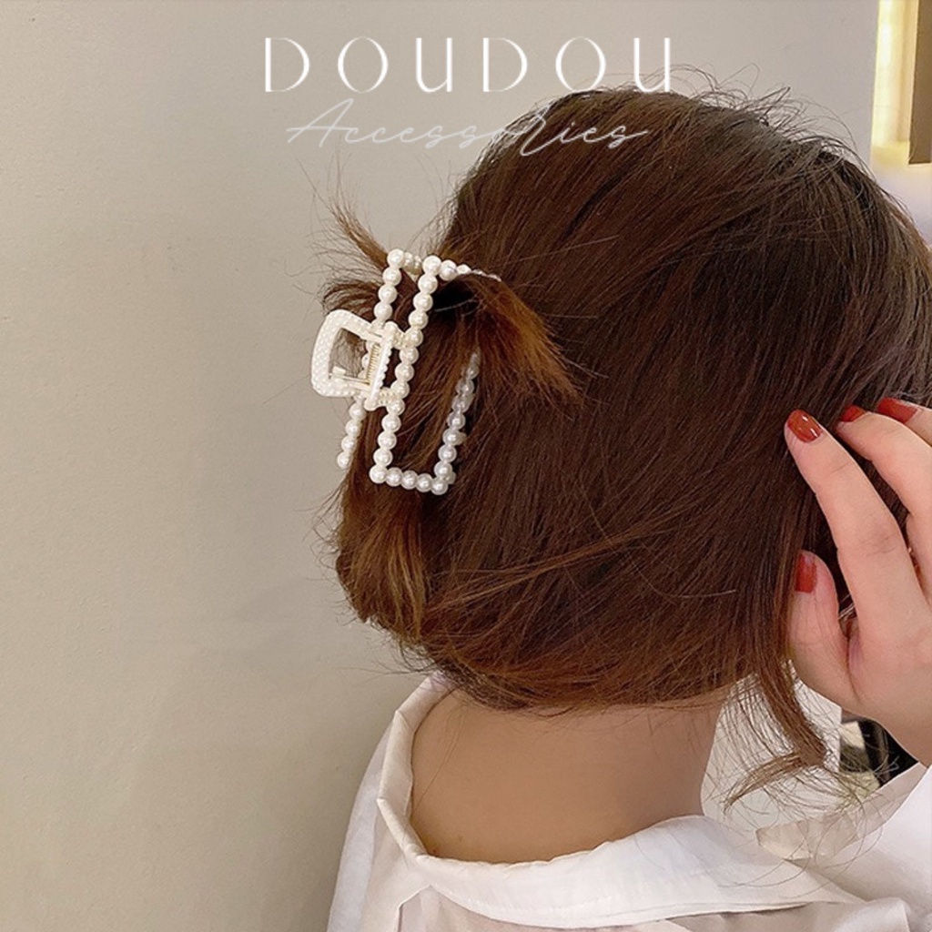 Phụ kiện kẹp tóc xinh DOUDOU Kẹp càng cua Hàn Quốc cỡ lớn Cặp tóc ngọc trai nhân tạo ZJ014