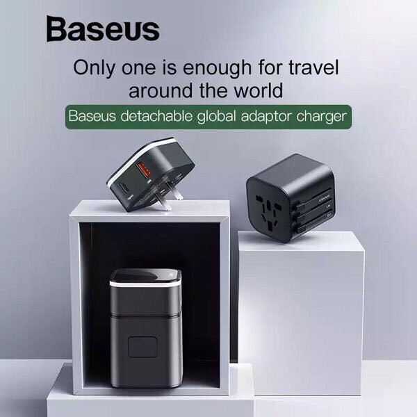 Củ sạc đa năng Baseus tích hợp 3 in 1 Sạc nhanh 18W du lịch đa năng Baseus Removeable 2in1 Ổ cắm điện + củ sạc rời