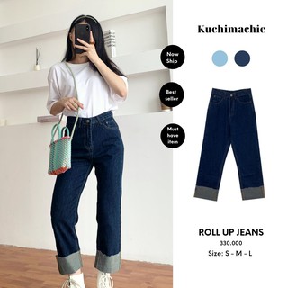 QUẦN JEANS SUÔNG GẬP GẤU MÃ 3905