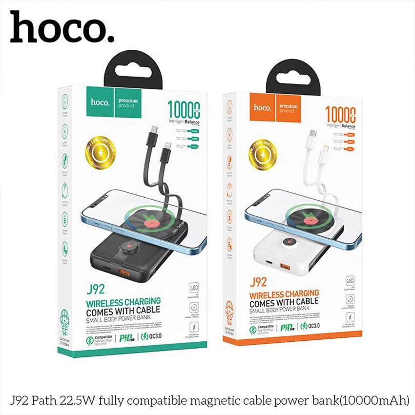 Pin sạc dự phòng Hoco J92 10000mah sạc nhanh 22.5W hỗ trợ sạc không dây có led báo dùng cho các thiết bị BH 12 tháng