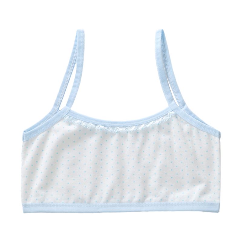 Áo Ngực Cotton Cổ Chữ U Phối Ren Họa Tiết Chấm Bi Màu Sắc Ngọt Ngào Thoáng Khí Thời Trang Cho Bé Gái Tuổi Dậy Thì