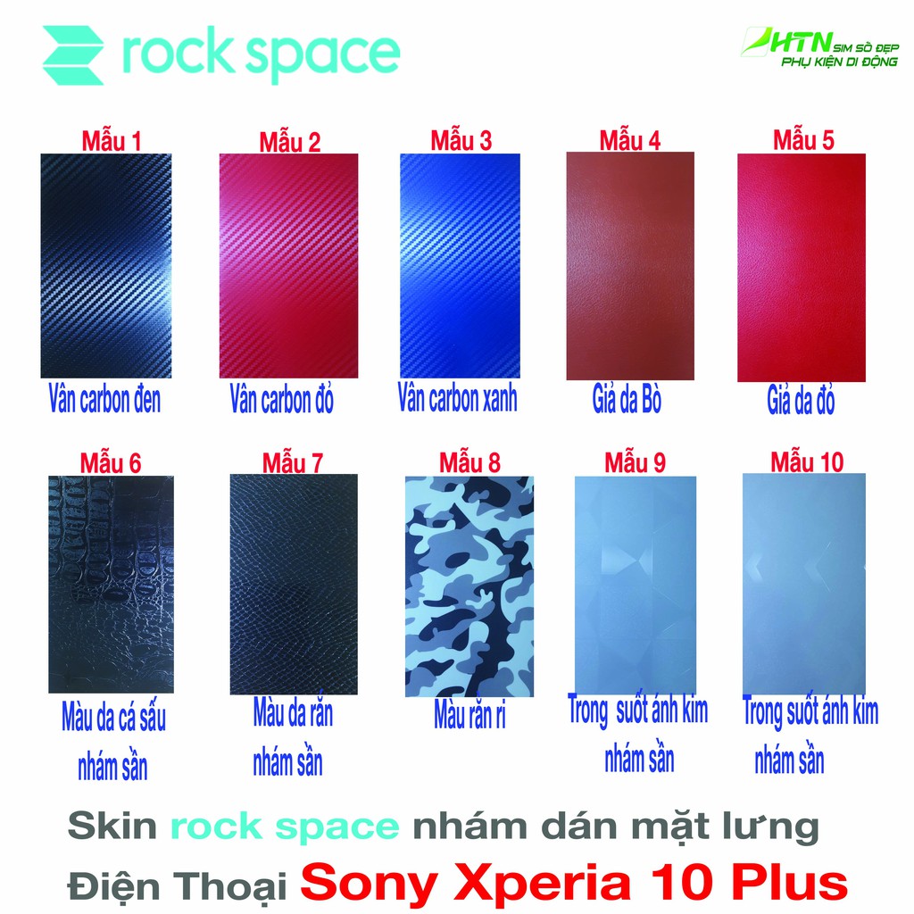 Skin dán điện thoại sony xperia 10 plus cao cấp rock space đẹp sang trọng chống va đập trầy xước, dán mặt lưng đt - HTN