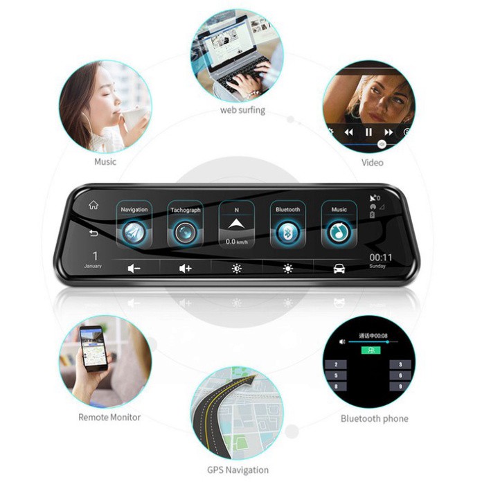 Sản Phẩm Camera hành trình gương cao cấp Phisung tích hợp 4G, Wifi, GPS, màn hình 10 inch - Mã H58 .. | BigBuy360 - bigbuy360.vn