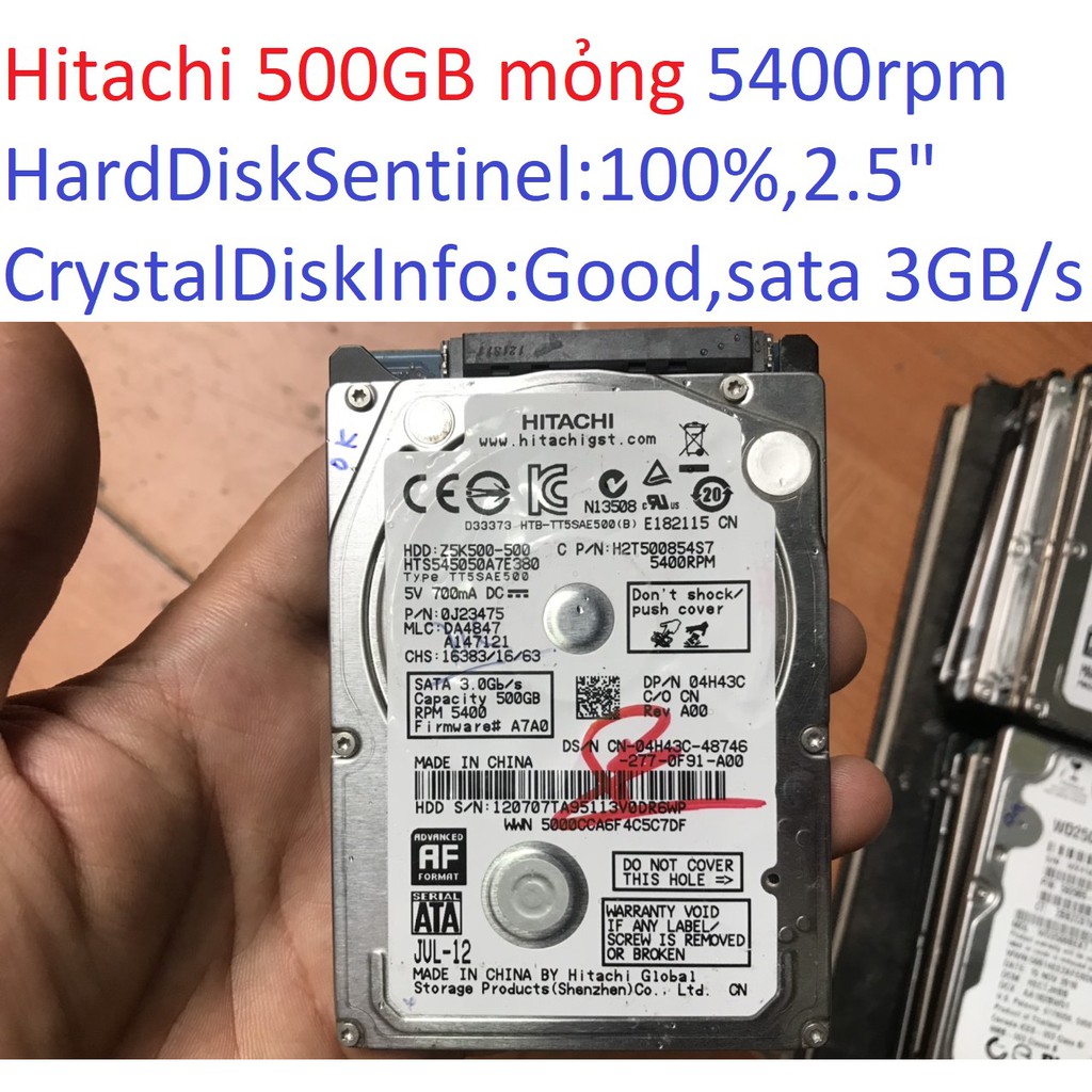 ổ cứng cho laptop Hitachi 500GB 5400RPM sata 2 3 GB/s 2.5 &quot; inch 7mm hdd 100% Good Z5K500 HTS545050A7E380