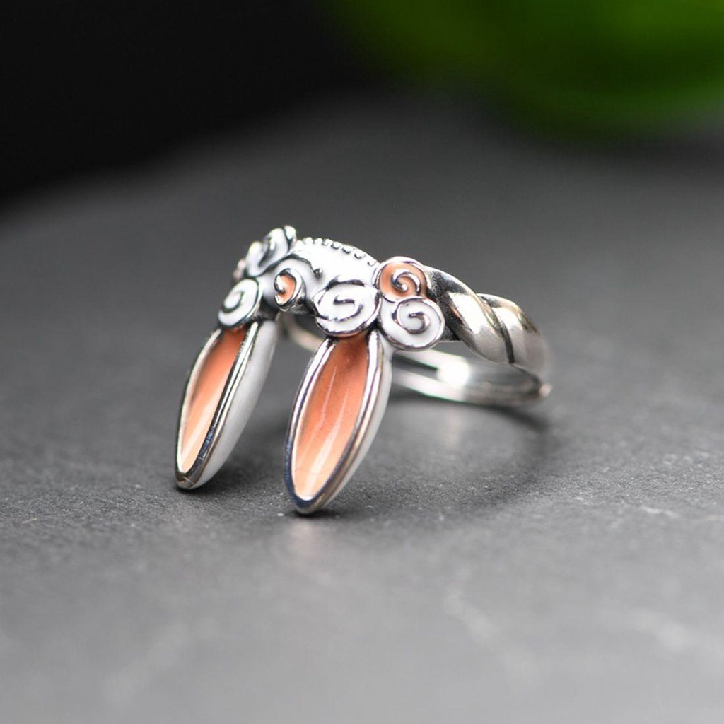 Nhẫn Hở Hình Tai Thỏ Dễ Thương Có Thể Điều Chỉnh Kích Thước