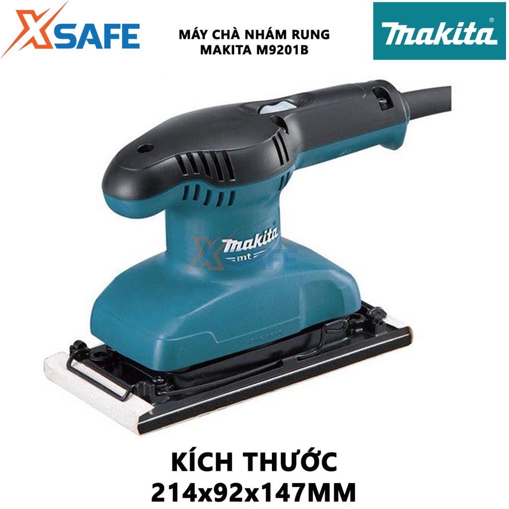 Máy chà nhám rung MAKITA M9201B Máy đánh bóng gỗ công suất 180W kèm túi đựng bụi gắn với thân máy - Chính hãng [XSAFE]