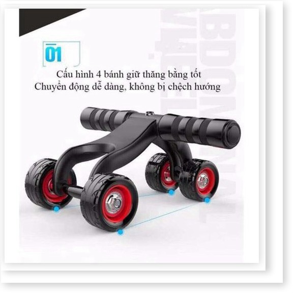 Con lăn tập bụng 4 bánh - full box