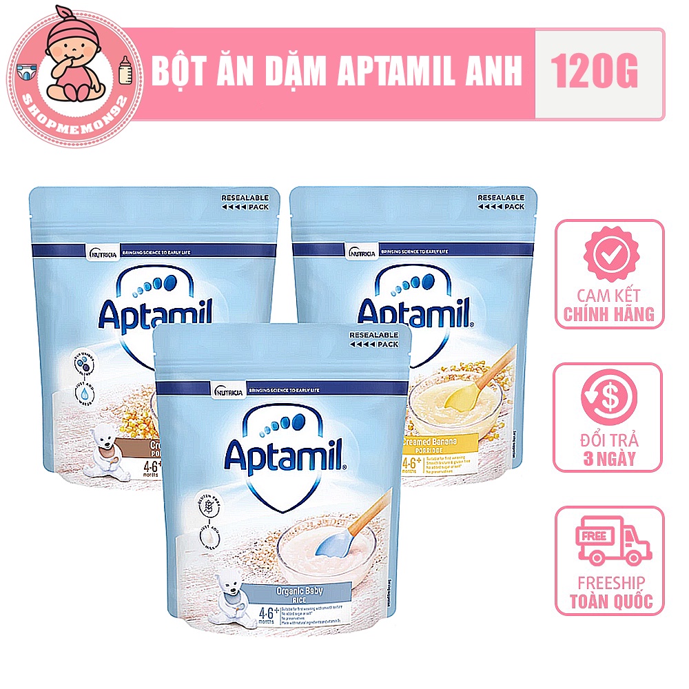 Bột Ăn Dặm Aptamil Anh Tháng Vị Gạo Sữa- Chuối- Ngô date t9/2024- t1/2025