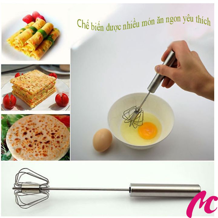 Cây Đánh Trứng Inox Cầm Tay Có Trục Xoay Tự Động_MC324