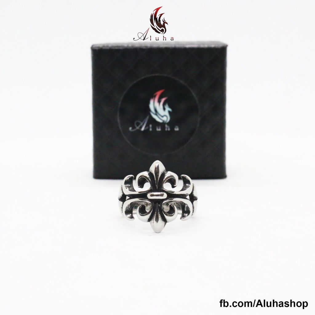 Nhẫn Titan cao cấp không rỉ Chrome Heart tinh xảo họa tiết hoa Iris gia công cực nuột - R094 - Aluha