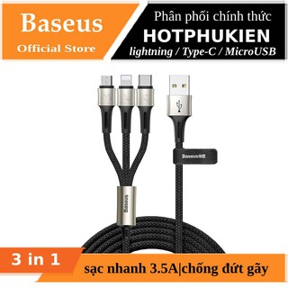 Dây cáp sạc 3 đầu Lightning / Type-C / MicroUSB hiệu Baseus Symbol hỗ trợ sạc nhanh (sạc 3.5A) - Hàng chính hãng