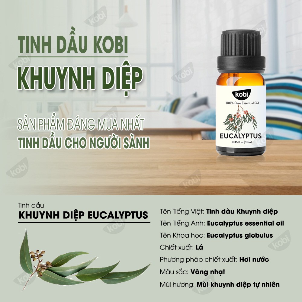 Tinh dầu Khuynh Diệp Kobi Eucalyptus essential oil giúp đuổi muỗi, làm thơm phòng, xả stress hiệu quả - 10ml