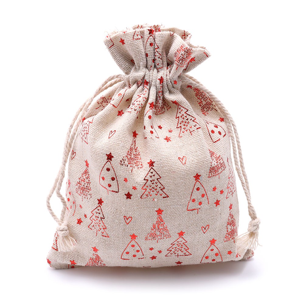 Túi rút dây đựng quà giáng sinh chất liệu lanh