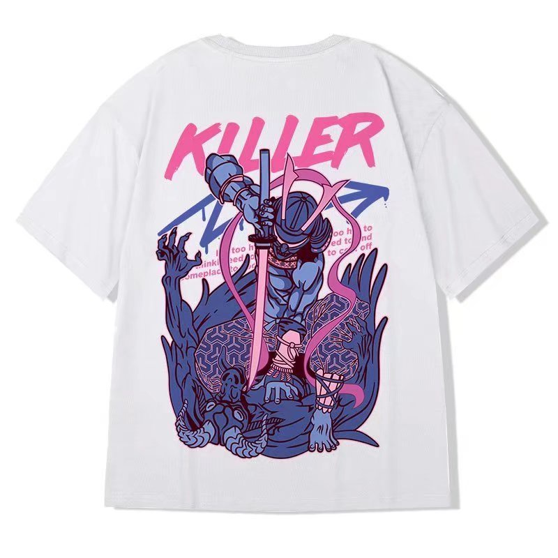 Áo Thun Tay Ngắn Dáng Rộng In Họa Tiết Hoạt Hình Phong Cách Nhật Bản Thời Trang Mùa Hè Cho Nam Và Nữ Size M-8XL