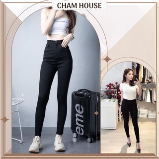 Quần Jeans nhung nữ cạp lưng cao skinny ôm siêu co giãn