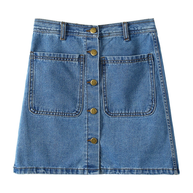 Chân Váy Denim Chữ A Lưng Cao Thời Trang Xuân Hè Hàn Quốc Mới Dành Cho Nữ