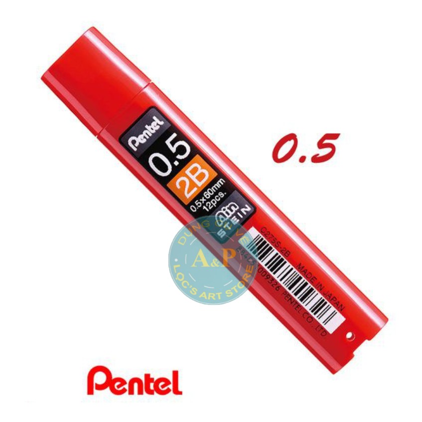 [Lộc's Art Store][chính hãng]Ruột bút chì bấm Pentel 2B