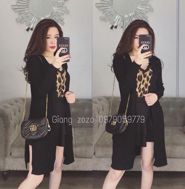 Áo khoát len gân dài