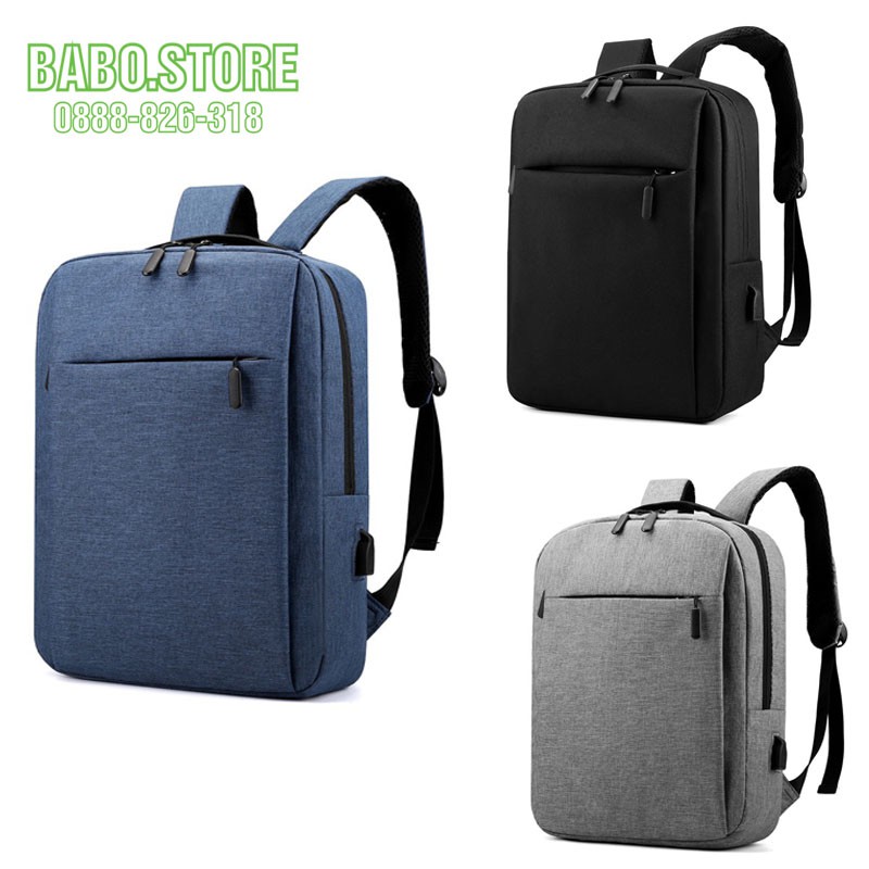 Balo đựng laptop unisex chống xốc laptop đi học, Balo laptop nam nữ vải Canvas Hàn Quốc chống nước, tích hợp cổng sạc US