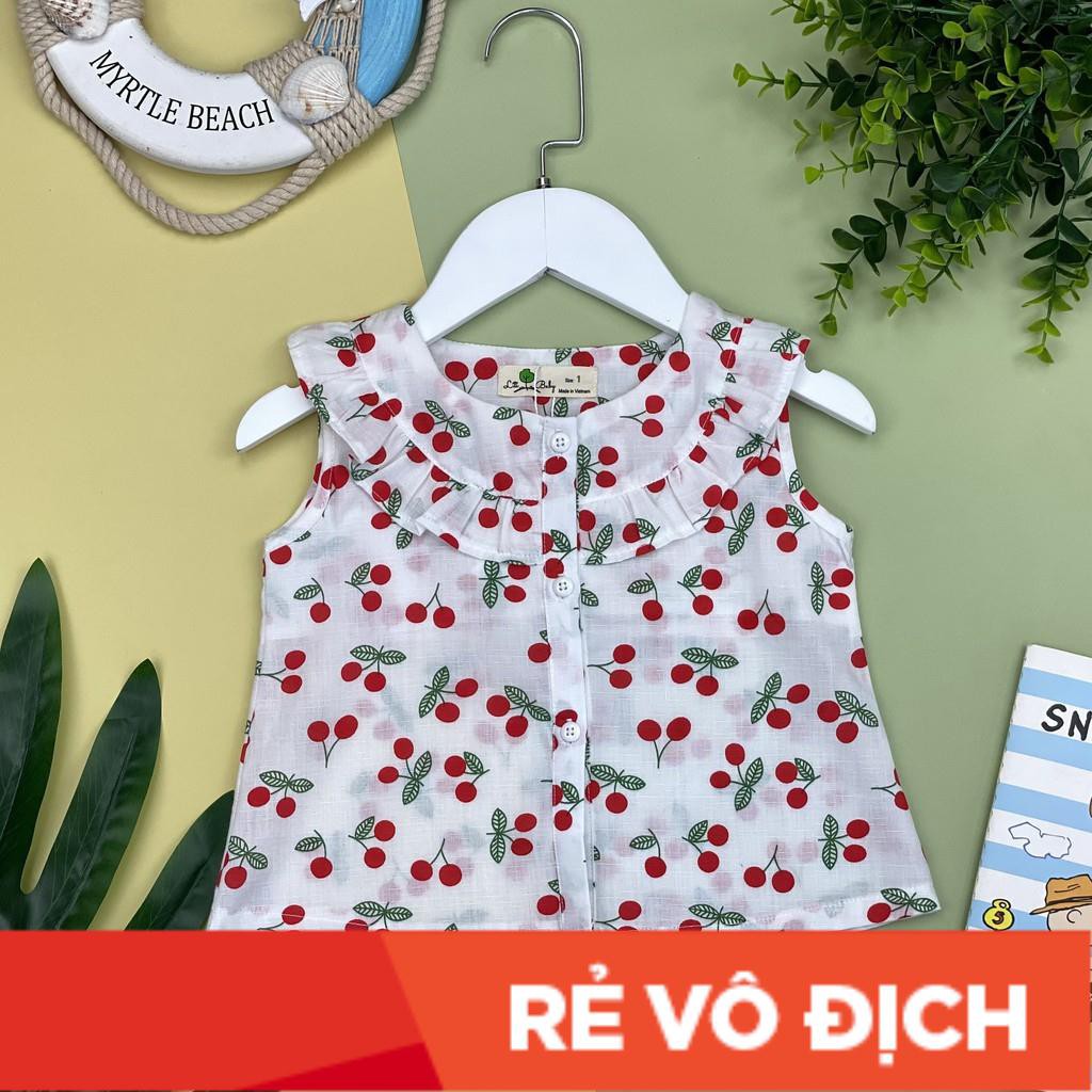 Áo sơ mi bé gái sát nách, viền ngực size 1-5, cho bé 10-19kg. Chất thô đũi , thoáng mát, thấm hút mồ hôi