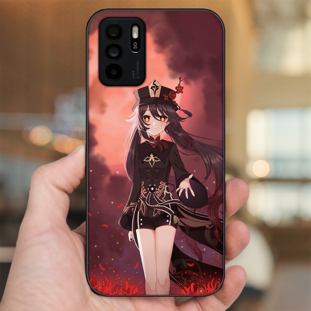 Ốp lưng Oppo Reno 6Z 5G viền đen in hình Hutao Genshin Impact