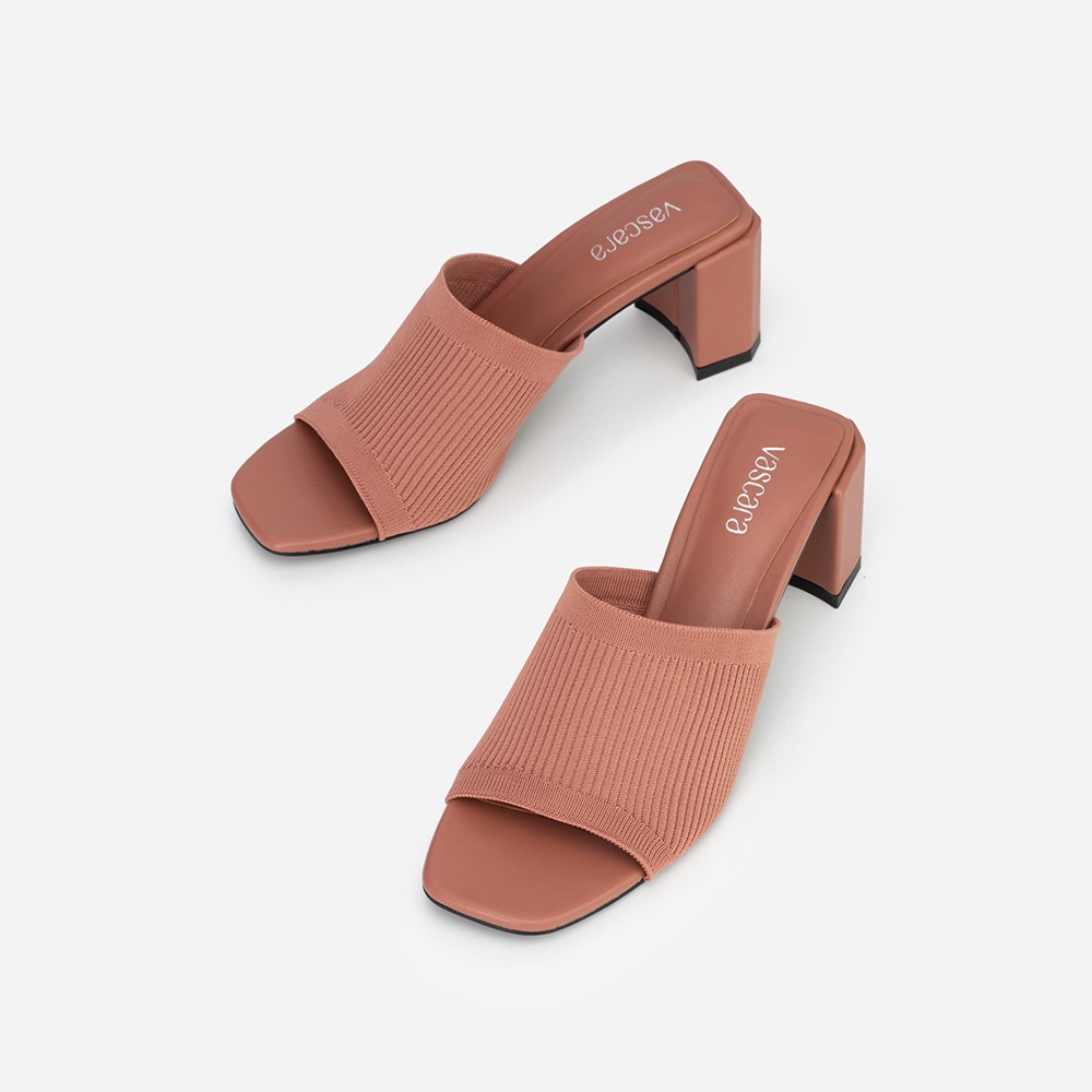 Vascara Guốc Quai Ngang Vải Knit GNN 0166 Màu Hồng