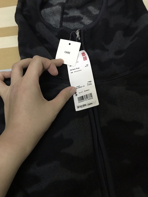 Áo lông cừu uniqlo nam rằn ri có mũ size bé