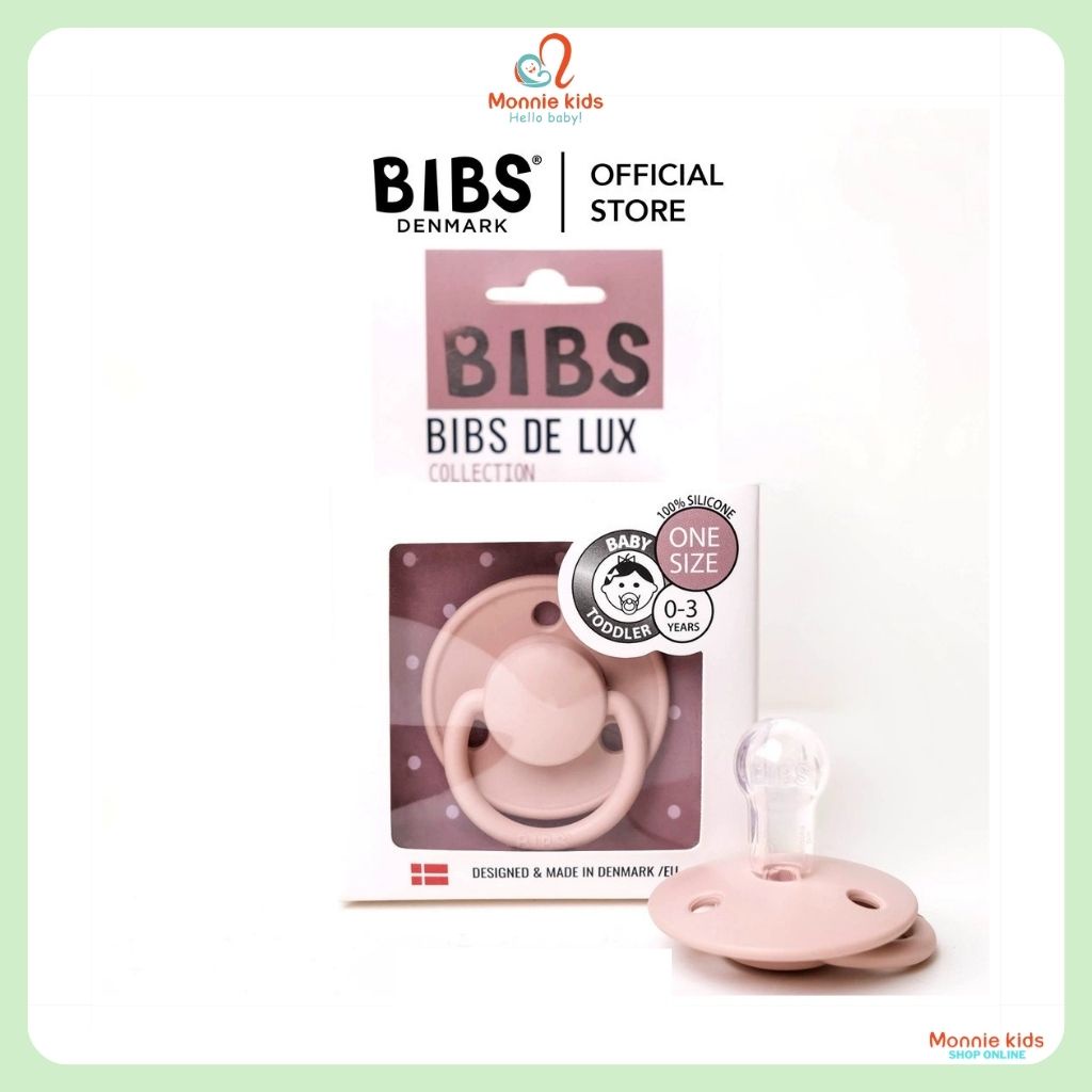 Ti giả silicon cho bé Bibs Delux 0-3 tuổi, Ty giả Bibs silicone chỉnh nha - Monnie Kids