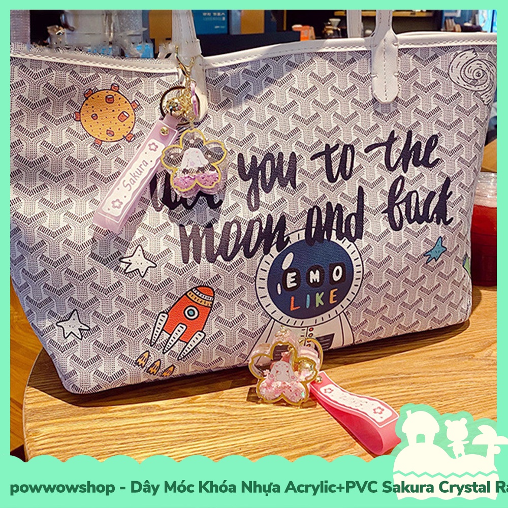 [Sẵn VN - Hỏa Tốc] Dây Móc Khóa Nhựa Acrylic Trong Suốt Mẫu Sakura Crystal Rabbit Moon
