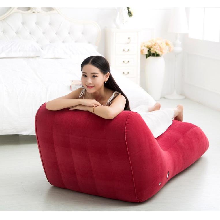 Ghế tình yêu bơm hơi cao cấp - Ghế hơi mặt phủ nhung êm ái chịu tải tới 200kg có thế gấp gọn