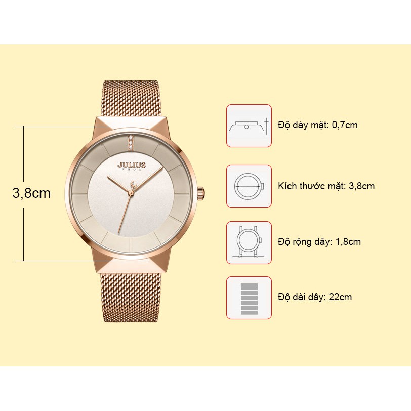 Đồng hồ nam Julius Hàn Quốc JA-1104MC (đồng)
