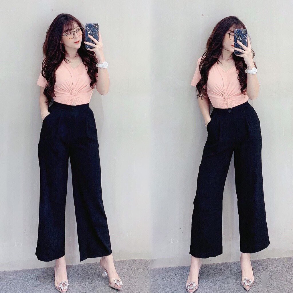 Quần Ống Rộng Nữ Cạp Cao Bóp Eo Nhỏ Chất Liệu Vải Co Giãn Thoải Mái 788 🎁 | BigBuy360 - bigbuy360.vn