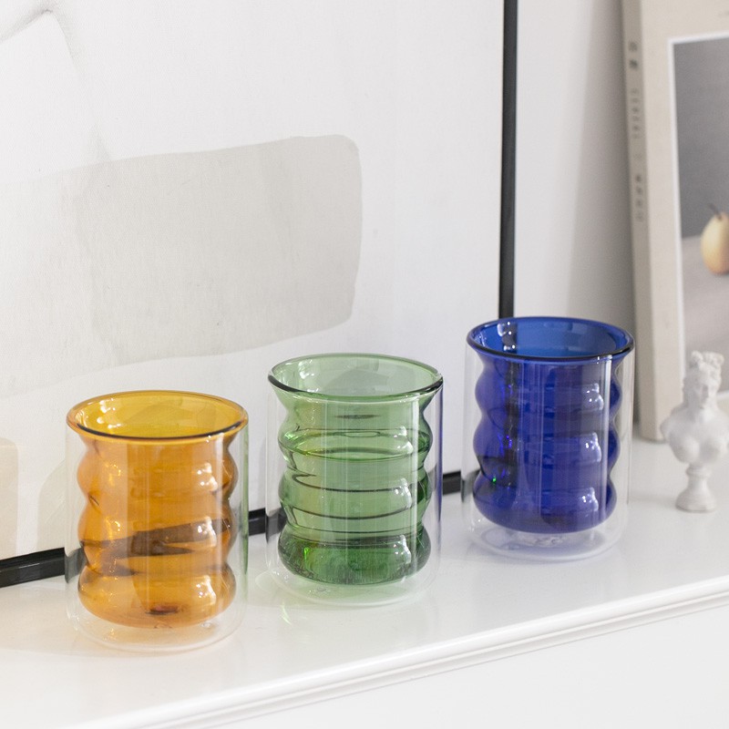 Fashion Stained Glass Water Cup Double Insulated Teacup Coffee Cup