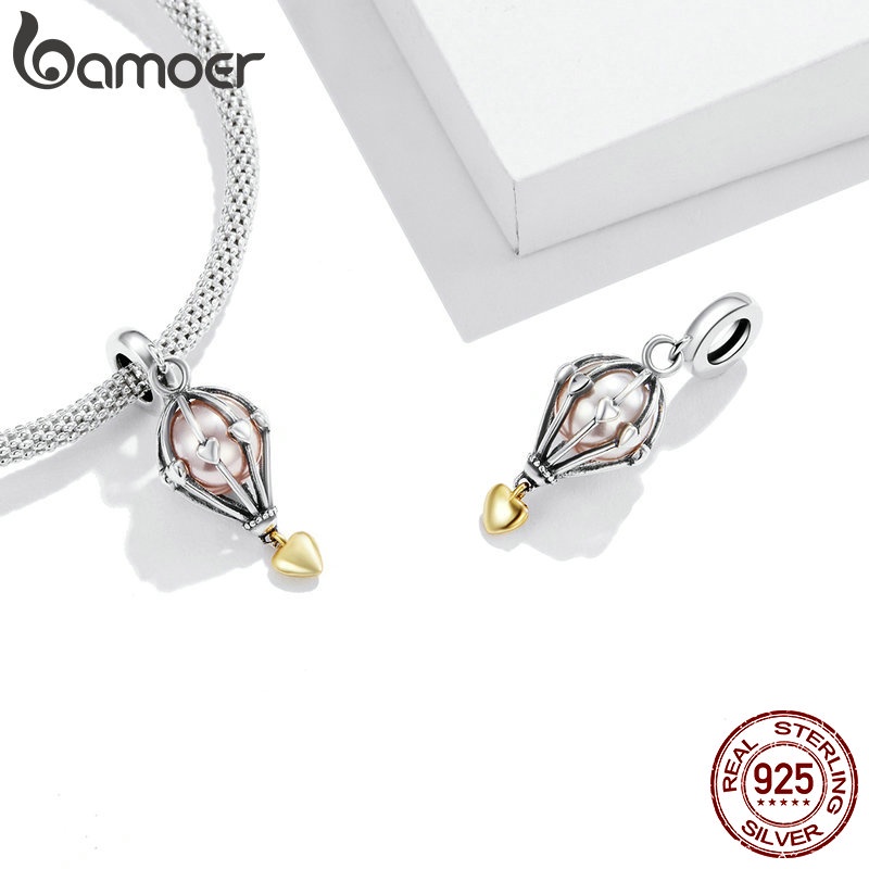 Hạt trang sức Bamoer BSC544 hình khinh khí cầu lỗ 4.5mm dùng làm vòng tay DIY