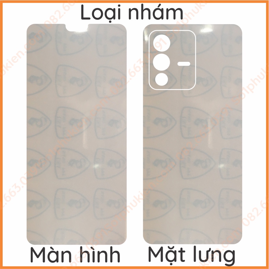 Dán PPF Vivo v23 5g loại trong, nhám dành cho màn hình, lưng kèm cam , lưng kèm cam bo viền