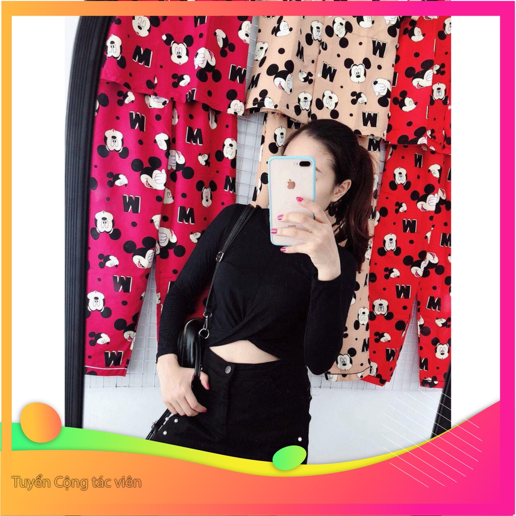 Dọn kho 1142A11B1-4 Áo thun tay dài xoắn eo gợi cảm Dọn kho